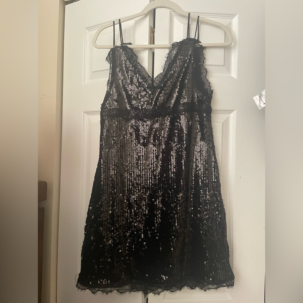 NWT Nasty Gal Mini Sequin Black Dress Size 4